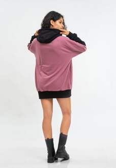 oversized damesjurk met capuchon en logo op de rug Roze