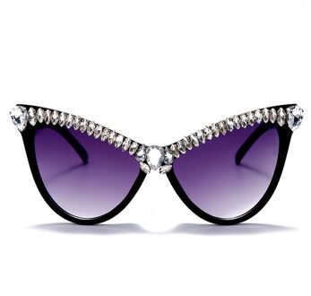 Oversized Diamant Zonnebril Vrouwen Rhinestone Cat Eye Zonnebril Mannen Luxe Brillen Retro Bril Vintage UV400
