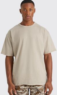 Oversized Dik Gebleekt T-Shirt Met Onbewerkte Zoom, Stone
