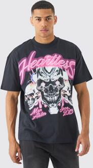 Oversized Dik Schedel Heartless T-Shirt Met Print, Black - L