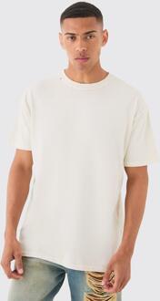 Oversized Distressed Wash T-Shirt, Ecru - XS