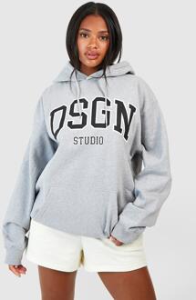 Oversized Dsgn Studio Collegiate Hoodie Met Tekst, Grey Marl - L