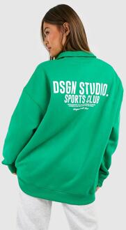 Oversized Dsgn Studio Sports Club Trui Met Korte Rits, Green - XS