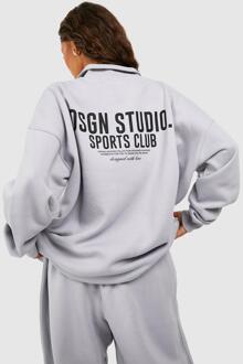 Oversized Dsgn Studio Sports Club Trui Met Korte Rits, Ice Grey - L