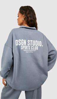Oversized Dsgn Studio Sports Club Trui Met Korte Rits, Sage