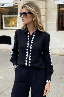 Oversized Embroidery Blouse Zwart