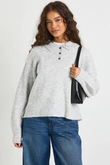 Oversized Gebreide Trui Met Kraag En Knoopsluiting, Grey