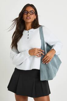 Oversized Gebreide Trui Met Kraag En Knopen, Baby Blue