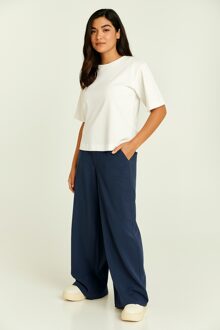 Oversized gemerceriseerd katoenen T-shirt met ellebooglange mouwen Wit - S