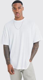Oversized Geribbeld T-Shirt, White - XL