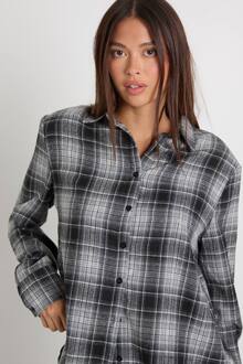 Oversized Geruit Overhemd Met Schoudervulling, Mono - 34