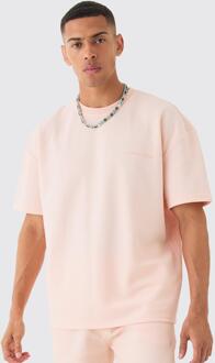 Oversized High Build Pique Limited T-Shirt, Pink - M