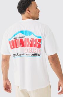 Oversized Homme Race T-Shirt Met Print, White - XS