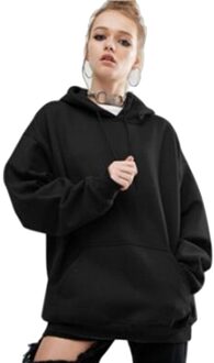 Oversized Hoodies Vrouwen Capuchon Katoenen Dikker Warme Losse Hoodie Vrouwen Sweatshirts Lady Plus Size Streetwear zwart / S