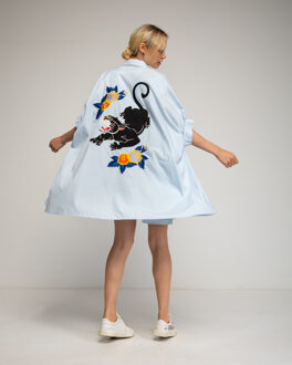 Oversized jurk met knopen - maat Blauw