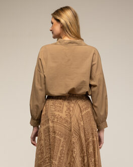 Oversized katoenen overhemd Bruin