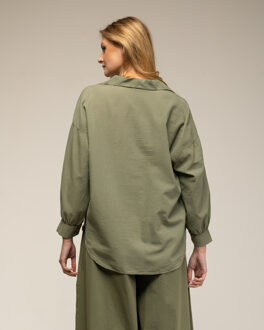 Oversized katoenen overhemd Kaki - L