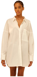 Oversized Katoenen Poplin Shirt Semicouture , White , Dames - XS