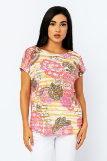 Oversized katoenen ripstop eivormige blouse met etnische print Veelkleurig - S