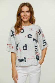 Oversized katoenen T-shirt met ripstop-print en elleboogmouwen Veelkleurig - S