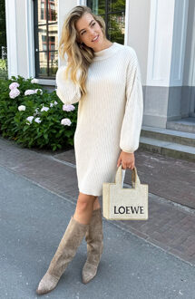 Oversized Knitted Sweater Dress Beige