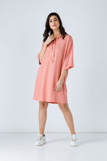 Oversized koraal Tencel jurk - maat