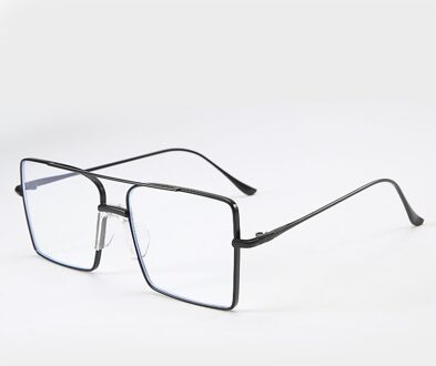 Oversized Lichtmetalen Cat Eye Optische Brillen Frame Vintage Rechthoek Bril Vrouwen Mannen Brilmontuur Unisex Anti Blauw Licht zwart