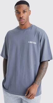 Oversized Limited T-Shirt Met Tekst, Dark Grey - S