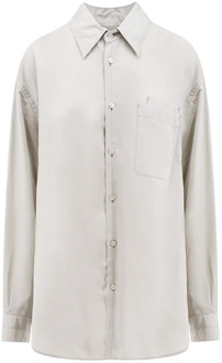 Oversized Lyocell Shirt met Puntkraag Lemaire , Gray , Dames - L,M,S,Xs