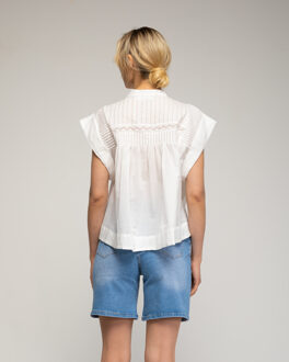 Oversized mouwloze top met plooien Wit - S