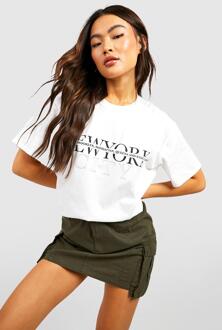 Oversized New York City T-Shirt Met Print, White - S