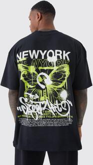 Oversized New York T-Shirt Met Print, Black