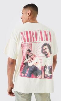 Oversized Nirvana Wash License T-Shirt, Ecru - S