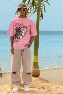 Oversized Official Schedel T-Shirt Met Print, Pink - XS