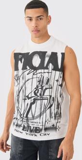 Oversized Official Tank Top Met Print, White