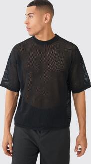 Oversized Open Stitch T-Shirt In Black, Black - M