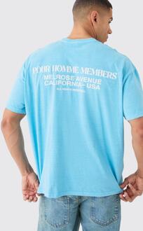 Oversized Overdye T-Shirt Met Print, Bright Blue - S