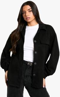 Oversized Overhemd Met Suède-Look, Black - 38