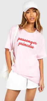 Oversized Passenger Princess Pocket Print Cotton Tee, Pink - L