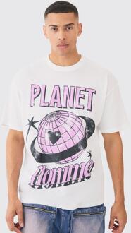Oversized Planet Homme T-Shirt, White - M