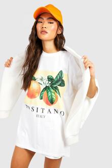 Oversized Positano Fruit T-Shirt, White - M