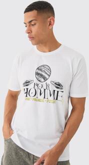 Oversized Pour Homme Planet T-Shirt, White - M