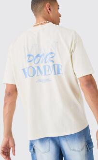 Oversized Pour Homme T-Shirt Met Print, Ecru - L