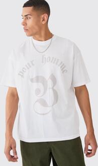 Oversized Pour Homme T-Shirt Met Print, White - L