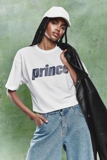 Oversized Prince T-Shirt Met Print, White - 46