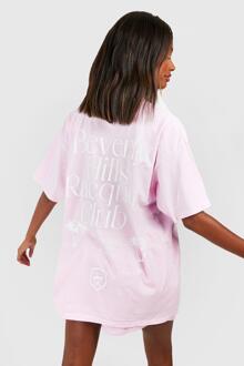 Oversized Racquet Club T-Shirt Met Rugopdruk, Light Pink