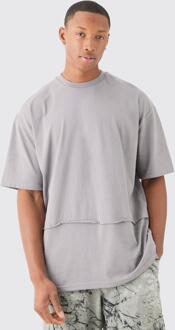 Oversized Raw Layer T-Shirt, Charcoal - M
