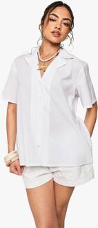 Oversized Resortshirt Met Korte Mouwen, White - 40