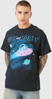 Oversized Rick And Morty Space License T-Shirt, Black - XS
