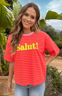 Oversized Salut T-shirt Oranje Roze